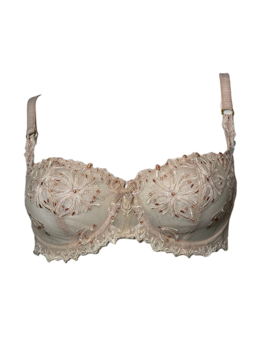 CHANTELLE NWT Cappuccino Beige Embroidered Lace Underwire Bra 34C $105